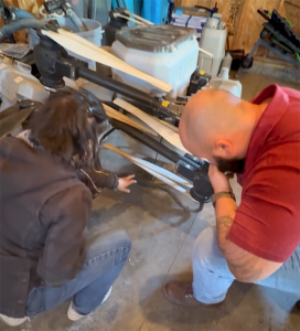 Michelle Bork and Max Renk with drone